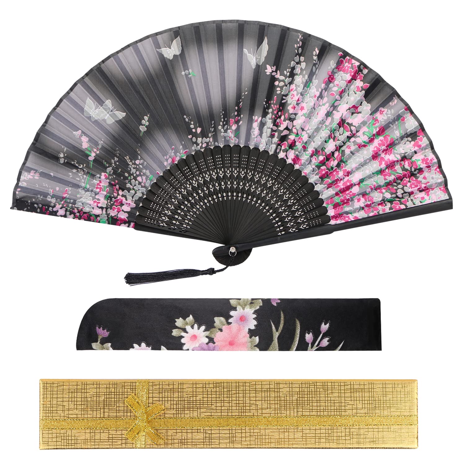

Stylish Silk Folding Floral Gift for Fireworks and Other Traditional Japanese Clothing Perfect for Heatwave Comes with Gift Bag and Set [YOVOY]