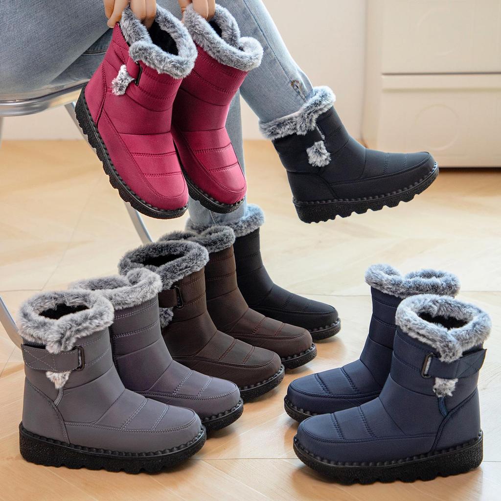 Damen Baumwollstiefel mit Fleecefutter zur Höhenvergrößerung - Dicksohlige Übergröße Winterstiefel aus Polyurethan
