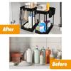 2 Tier Under Sink Storage Kitchen Organiser Sliding Storage Under Sink shelf Multi-Purpose Organisation Bottom Slide Out Basket