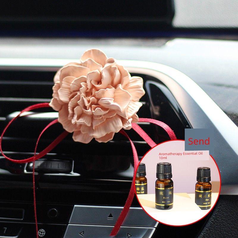 Car Air Conditioning Air Outlet Gentle Eau De Toilette Carnation Flower Car Aromatherapy Interior Design Decoration Fragrant Stone Gift Champagne Carnation (Free 10ml Sage Sea Salt)