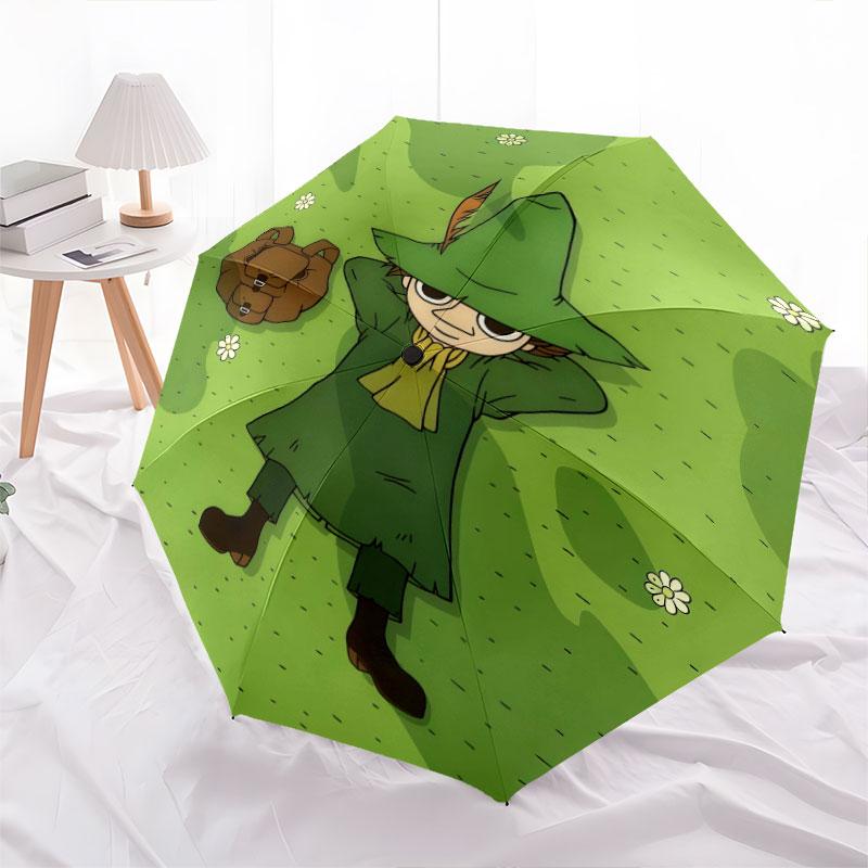 Snufkin pattern, automatic folding umbrella, portable and foldable design, 8 ribs, a Christmas or birthday gift.