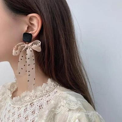 Ribbon Polka Bow Earrings Trendy Earrings Personalized Creative Gifts Accessories Fashion Decor Fashion Simple Girl's Earrings