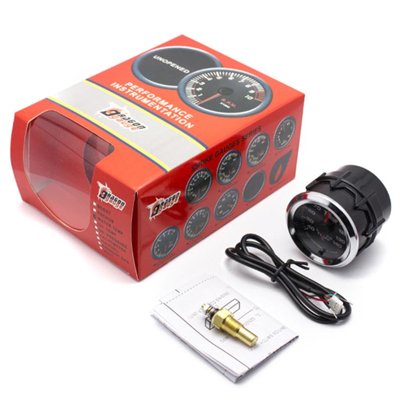 2 Inch Auto Car Water Temp Gauge Stepper Motor 7 Colors BackLight  40-140 Celsius Joint Pipe Temperature Meter With Sensor