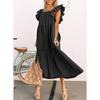 Summer Women's Dress Square Neck Short Sleeve Strapless Pleated Hem Dresses