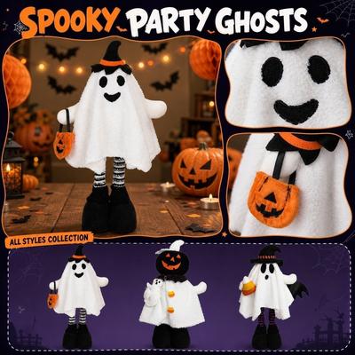 Halloween Figurine Plush Resin Statue Cute Standing Ornament for Indoor Shelf Desk Porch Entryway Decor