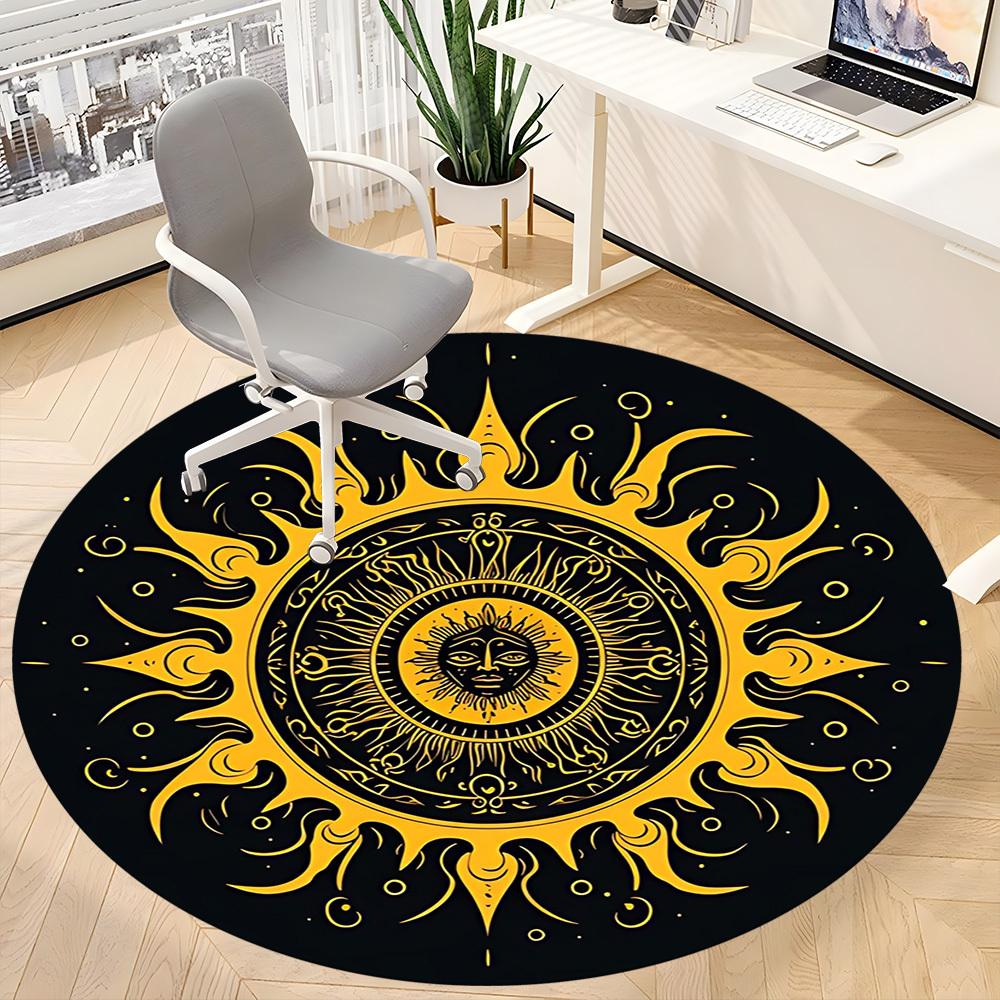 1pc Sun Mandala Chair Carpet for Office, Soft Flannel Throw Mat, Perfect for Office,Holiday Party Decoration Choice yy251113060