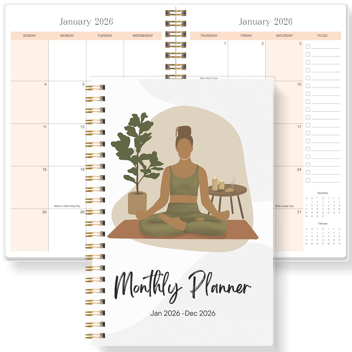 

2026 A5 Monthly Planner,Modern Cover,Academic Agenda with Notes&To Do List,Perfect for Productivity,Time Managemen,Great Gift кавовий