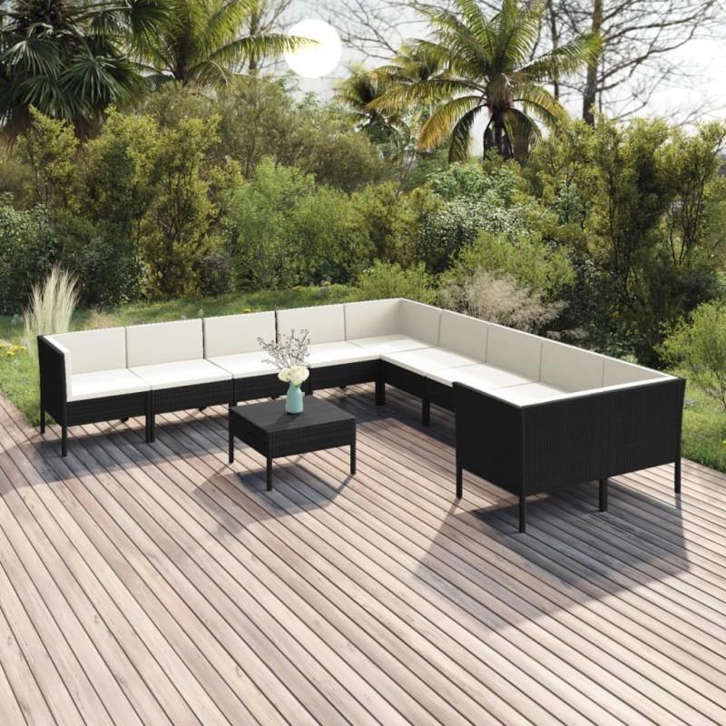 Day and Night - Day and Night Garden Furniture Set 11 Pieces Black Synthetic Rattan Cushions