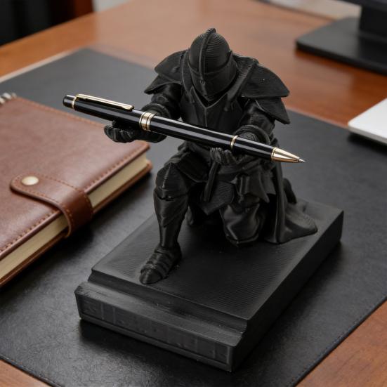 Printed Knight Pen Holder Multi-function Kneeling Knight Pencil Stand Home Office Desktop