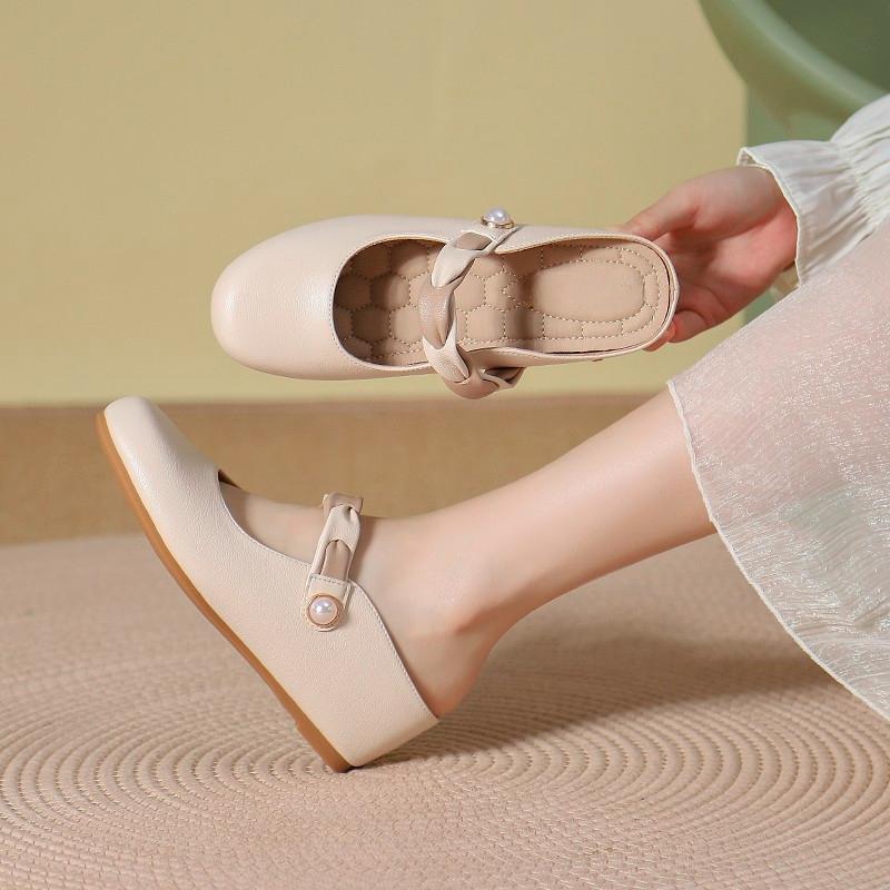 

Fashion 2025 New Fashion Women Wedges Slippers, Summer High Heels Mules,Mary Janes Shoes,Close Round Toe Slides,Beige,Size 35-42, 35 бежевый