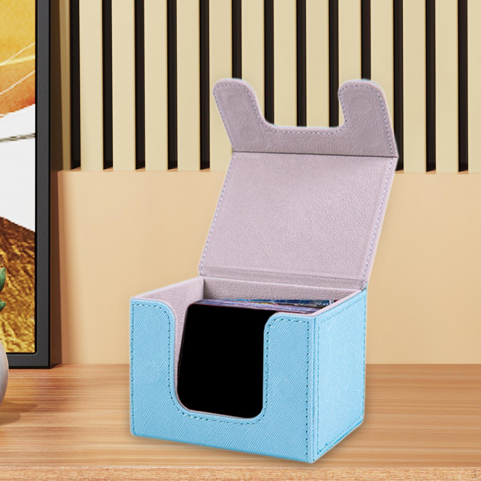 

Коробка для карточек, практичный держатель из искусственной кожи, коллекционный футляр синий