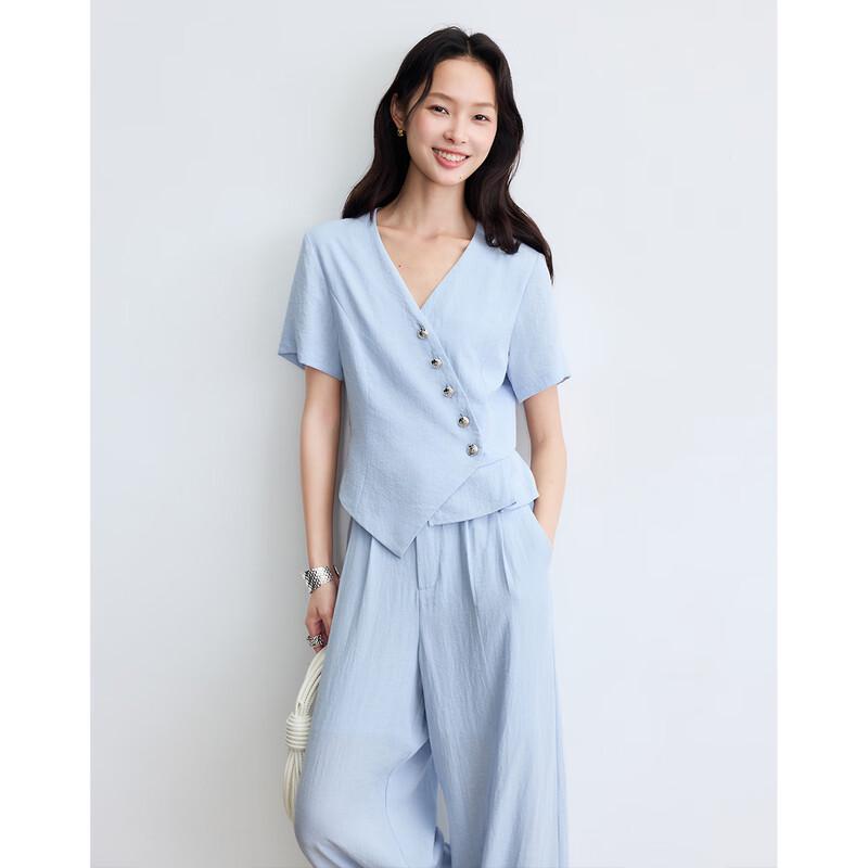 Linen Blend Asymmetrical Shirt & Pants Set