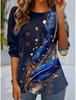 Women's long sleeve Polyester T-shirt 3D Print Christmas Theme snowflake Graphics Casual Loose Fit Crew Neck Long Sleeve Tops