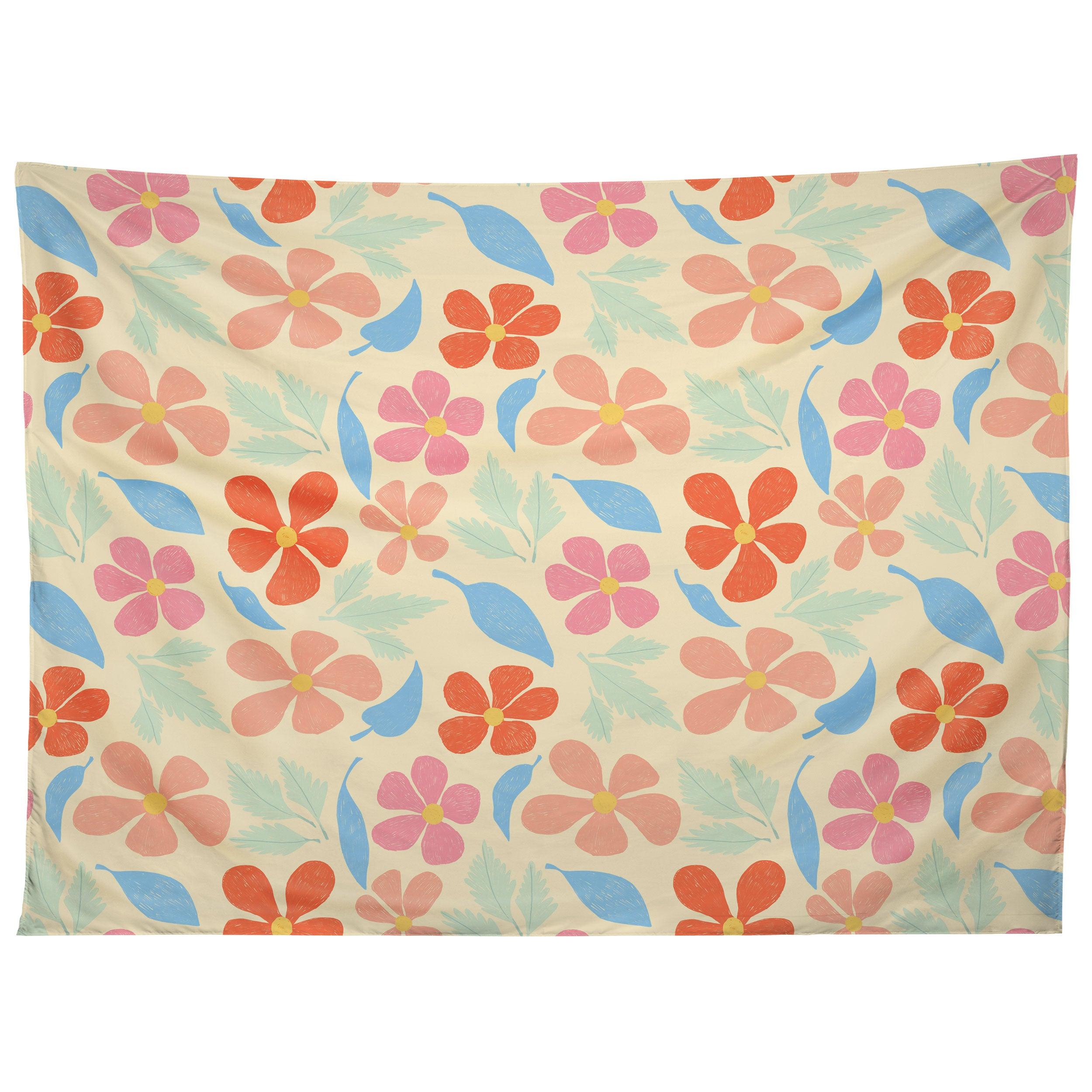 TROPICAL VINTAGE FLOWERS tapestry 75x100