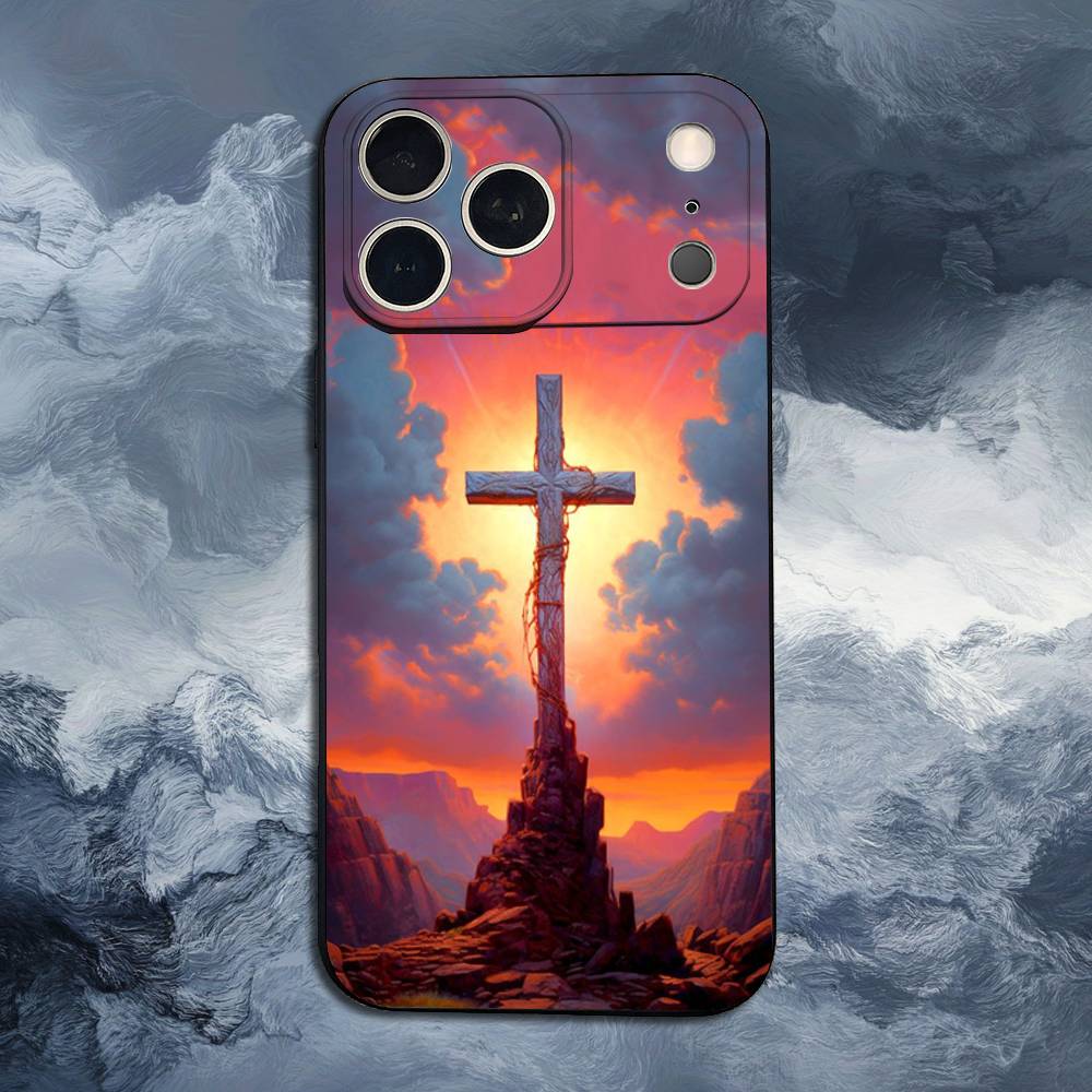 

Art Bible Christian Cross Case For iPhone 12,14,15,16,11,17,13,X,Mini,SE,XS,Plus,Pro,Max,8,7,XR,Soft Silicone Black iPhone12PROMAX