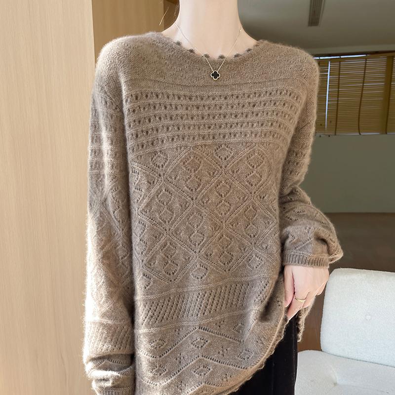 

Женский кашемировый свитер Qinghe кашемир 30% кашемир 70% шерсть осенне-зимний кашемировый пуловер ручной работы мягкий и теплый XL коричневый