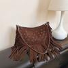 Retro Saddle Bag, Tassel Rivet Trendy Single Shoulder Women's Bag, Large Capacity Women's Small Square Bag