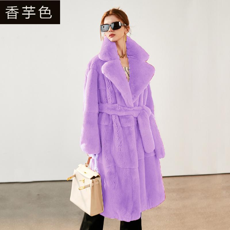New Season New Thermal Suit Large Lapel Waist Fur Women's Long Coat Plush Jacket Women's Clothing