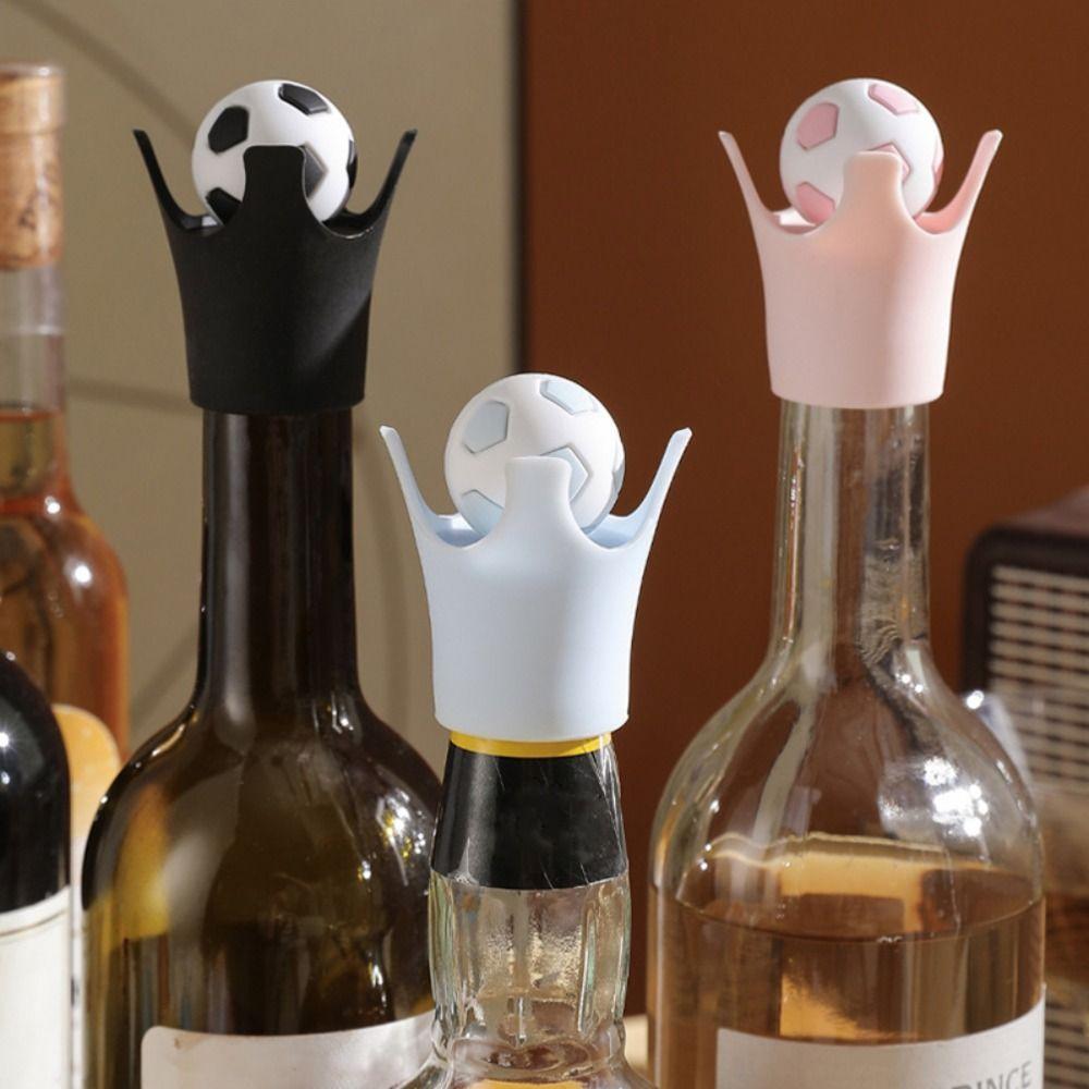 Soccer Ball Design Champagne Bottle Cap Flexible Reusable Bottle Plug Bottle Sealer Kitchen Use