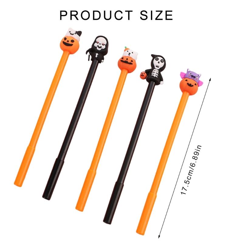 5Pcs Halloween Cartoon Gel Pen, 0.5MM Needle Tip, Quick Drying, Write Smoothly for Student Adult Noting Journaling