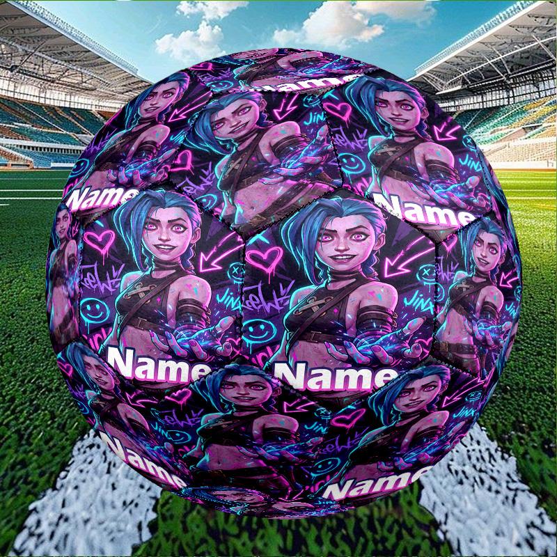 Custom Name Personalized Jinx Print Size 5 Soccer Ball Training & Match Football, for Team, Kicking, Gift for Football