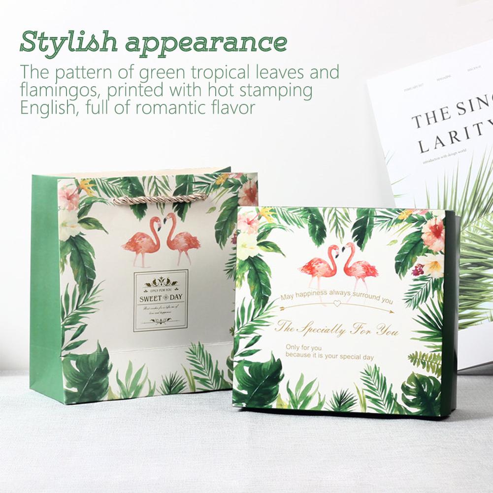 

Фламинго с ручной подарочной коробкой, лесной зеленый лист, свадьба, подружка невесты, конфеты, шампанское, предложение на день рождения P