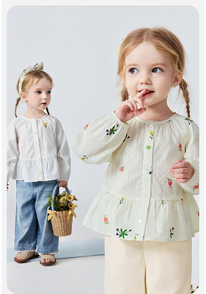 Mini Balabala Baby Girl Air Conditioning Shirt Made of Pure Cotton, Soft and Breathable Sunshade Coat for Summer 2026