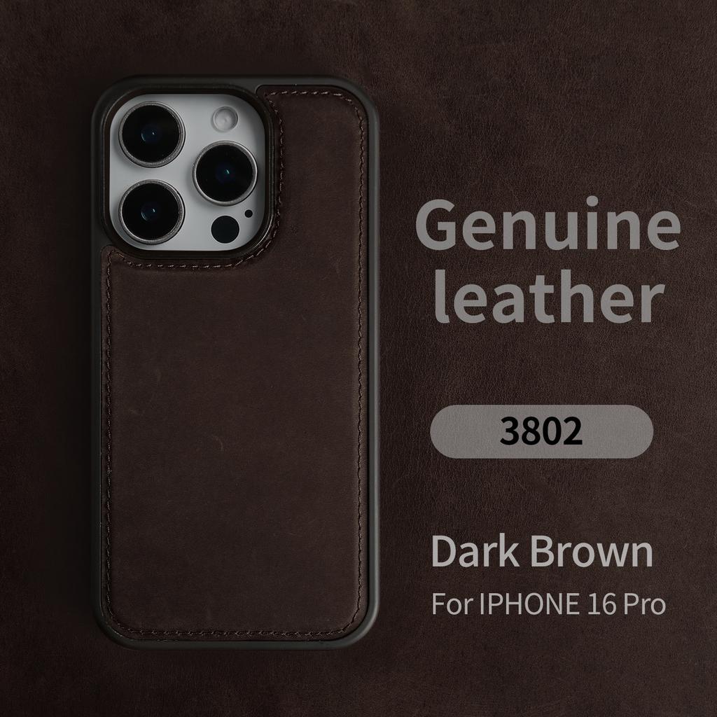 Retro Crazy Horse Pattern Genuine Leather Case For iPhone 16 Pro Max 15 14 13 12 11 Luxury Cowhide Back Cover Protective Shell
