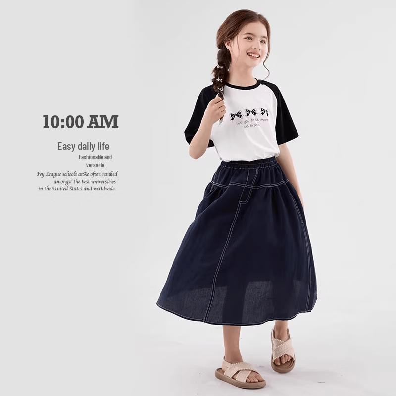 Girls' Antibacterial Cotton Blend Summer T-Shirt