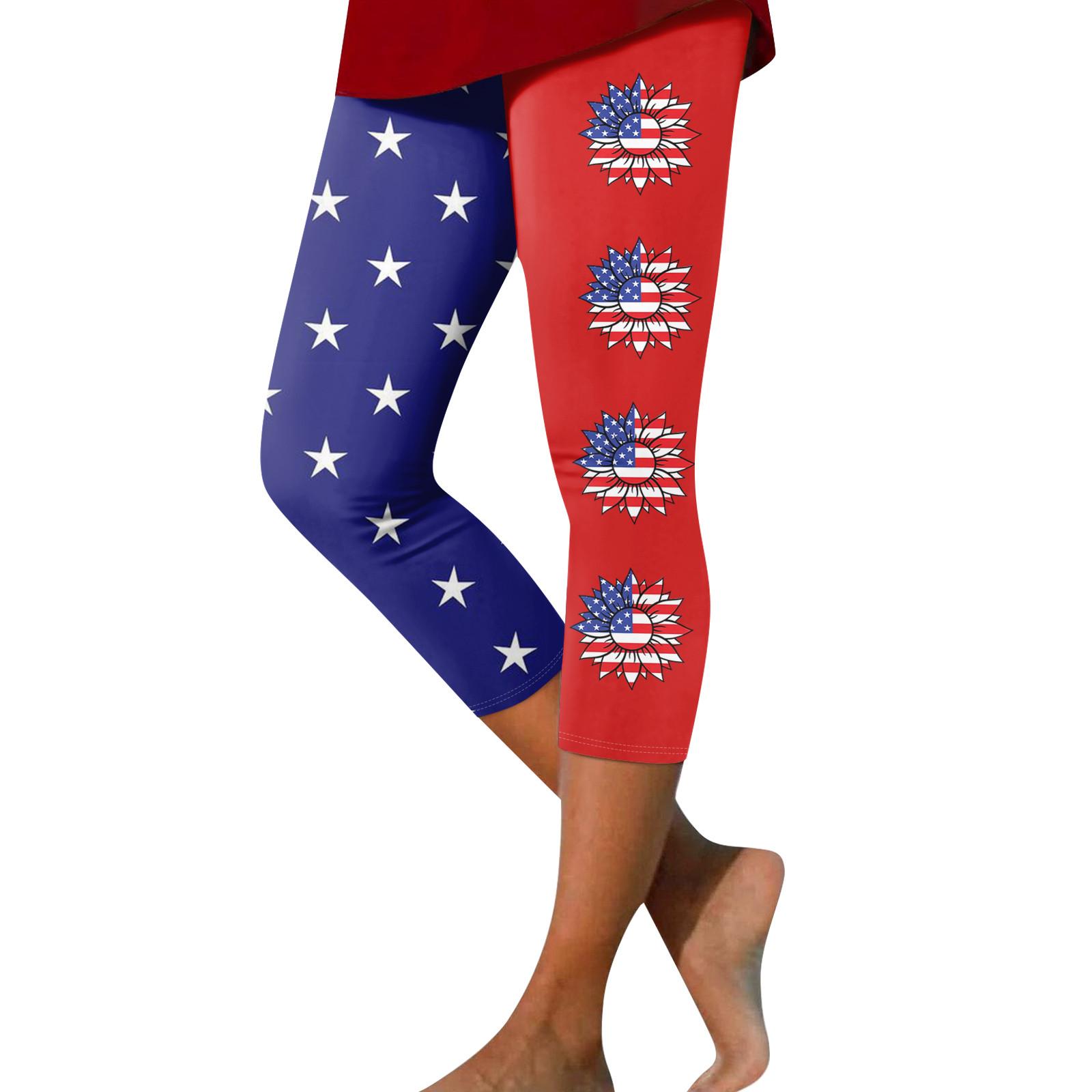 

Женские модные повседневные брюки с принтом на День независимости, седьмые брюки XL винный