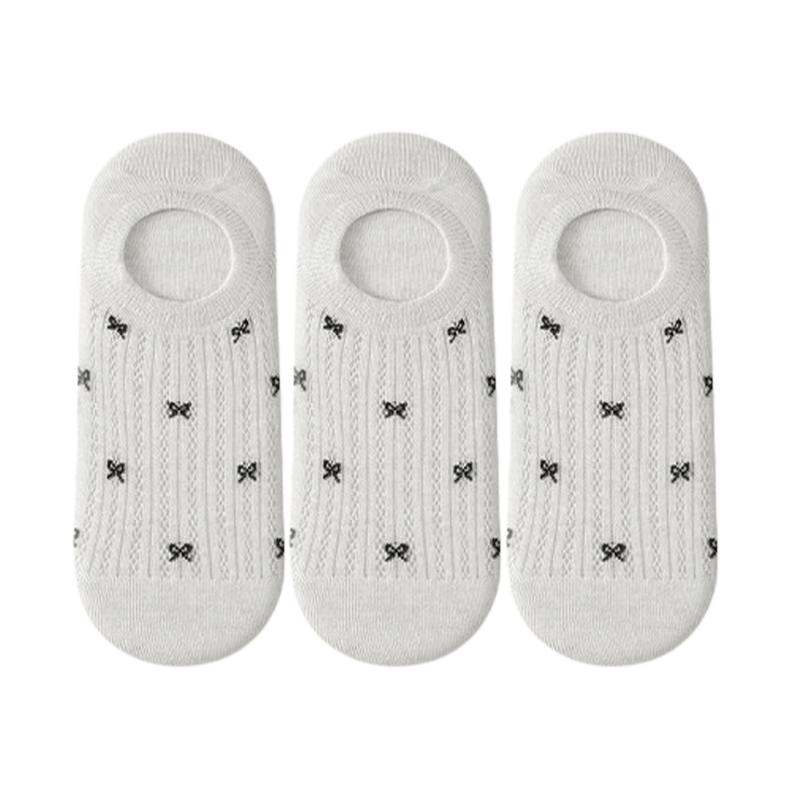 1/5pairs Spring And Summer Women's Socks Cartoon Bow Silicone Non-slip Breathable Invisible Pure Cotton Ankle Boots Soft Socks