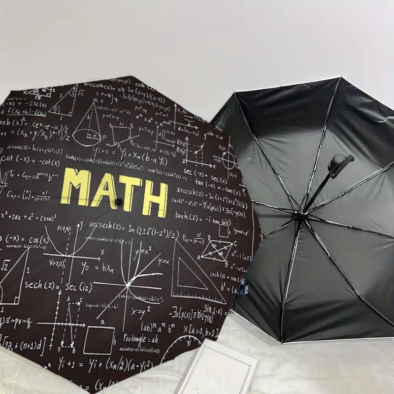 1PC Mathematics Pattern Small Travel Automatic Folding Umbrella, Compact Windproof Umbrella, Automatic Open/Close ,Gift-091529