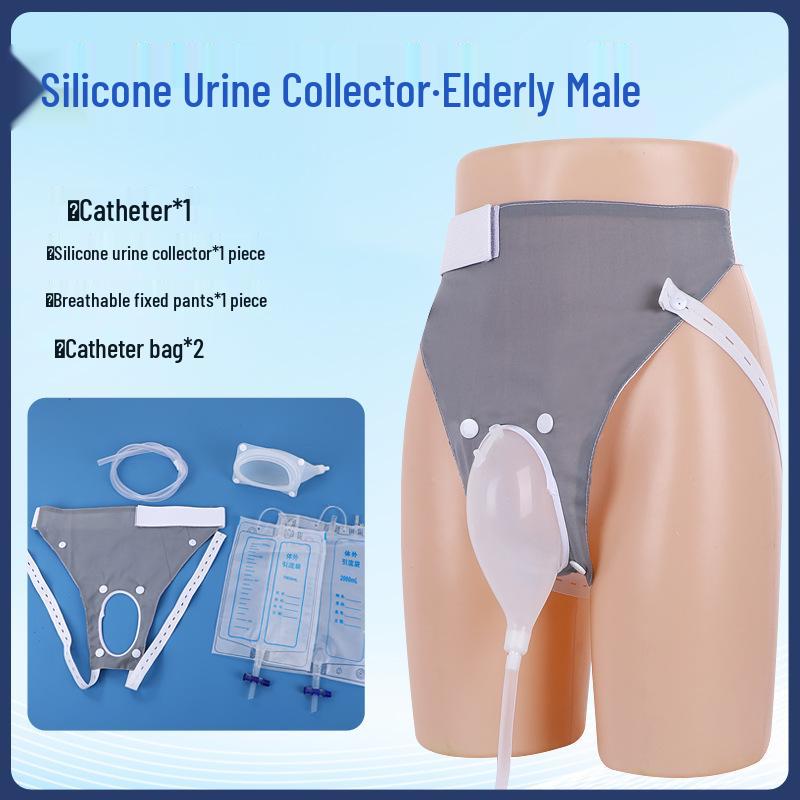 Silicone Urine Collector for Urinary Incontinence with Catheter, Anti-Leak, Suitable for Men and Women, Ideal for Bedridden or Paralyzed Care.