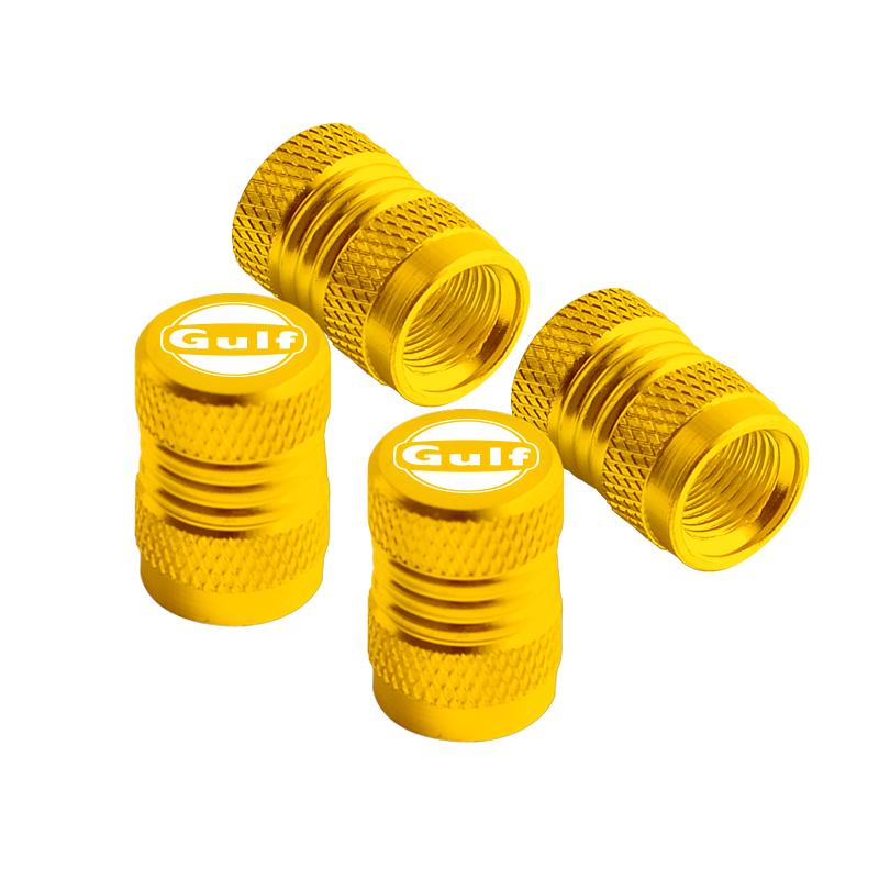 4pcs Metal For GULF Badges Jaguar Land Rover Skoda Seat Hyundai Volvo Peugeot Car Wheel Tire Valve Caps Covers Accessories