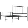 Metal Bed Frame with Headboard and Footboard Black 90 x 190 cm
