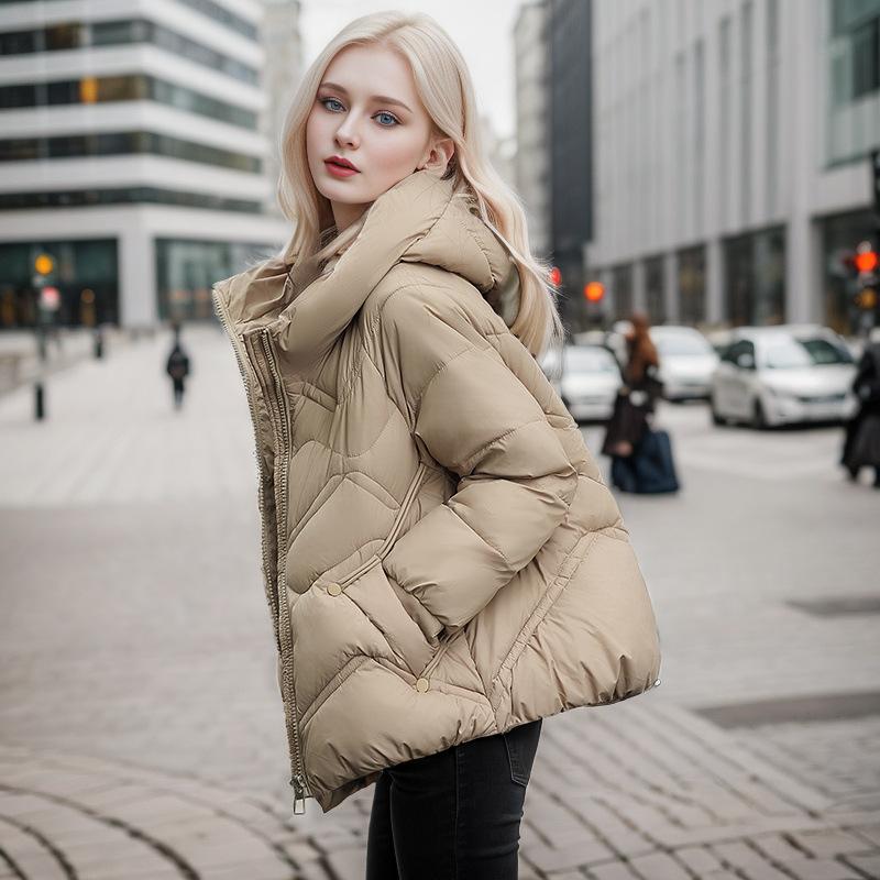 

MIEGOFCE Women s Short Loose Padded Jacket Thickened Hooded Raglan Sleeves Quilted MZ-23302