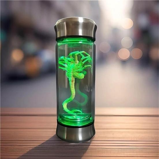 Alien Kreatur Glasbehälter LED Beleuchtet Alien Dekoration Gothic Gruselig Tischdekoration für Halloween Party Sci-Fi Fans Geschenk