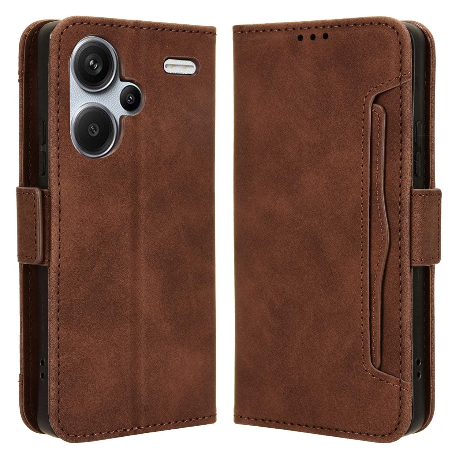 

For Xiaomi Redmi Note 13 Pro+ 5G Anti-Scratch Phone Shell Leather Case Wallet Stand Phone Cover Brown
