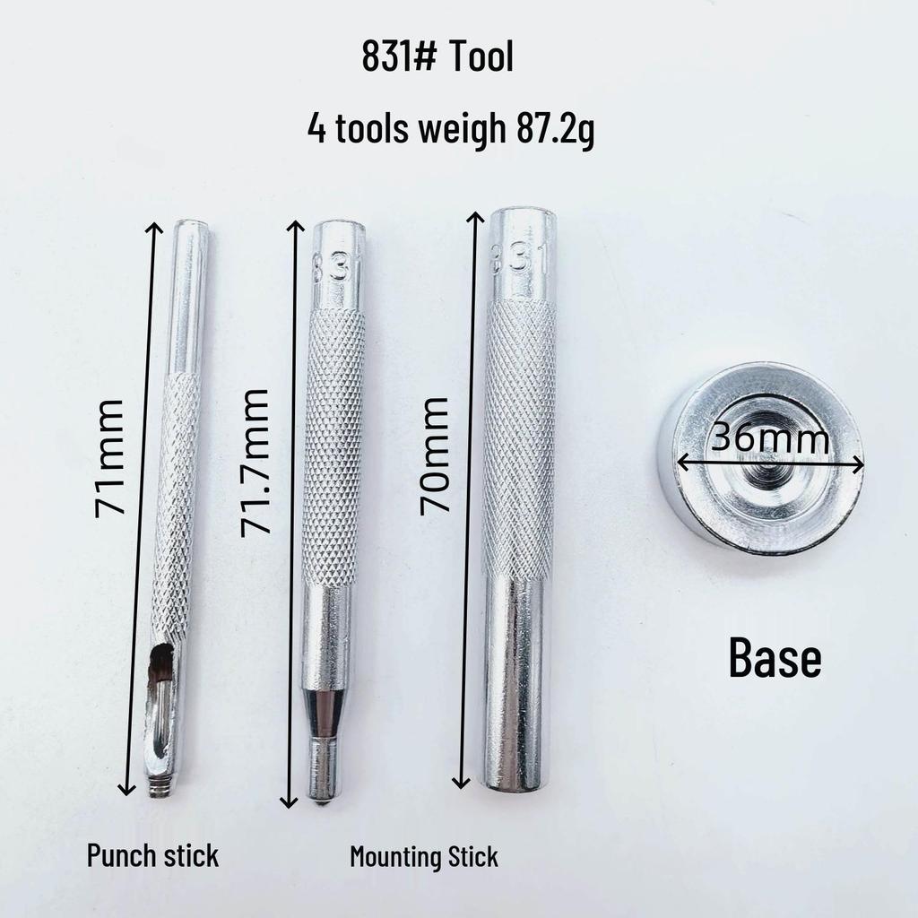Metal Four-Hole Snap Fastener Tool Set with Four-Color Invisible Mother-Child Buckle (100 Pieces, Types 831 & 633)