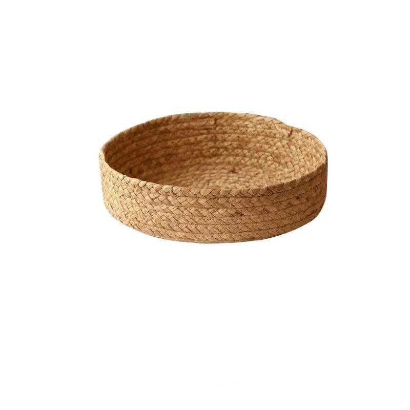 Storage Basket Straw Woven Fruit Storage Basket Home Bathroom Tabletop Miscellaneous Item Snacks Toy Storage Organization Basket