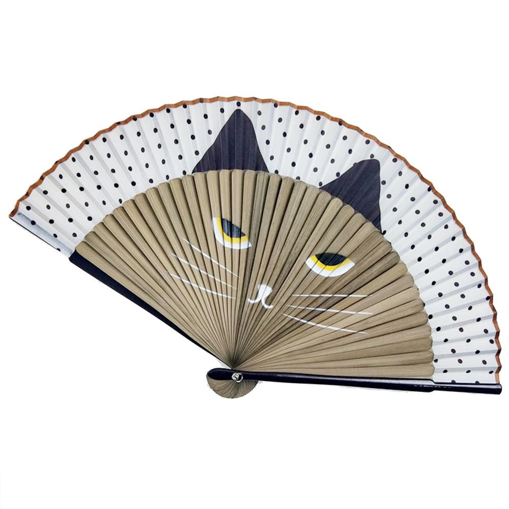 Best-Selling Spray-Painted Cat Fan with Cartoon Totoro Design - Creative Japanese Craft Fan
