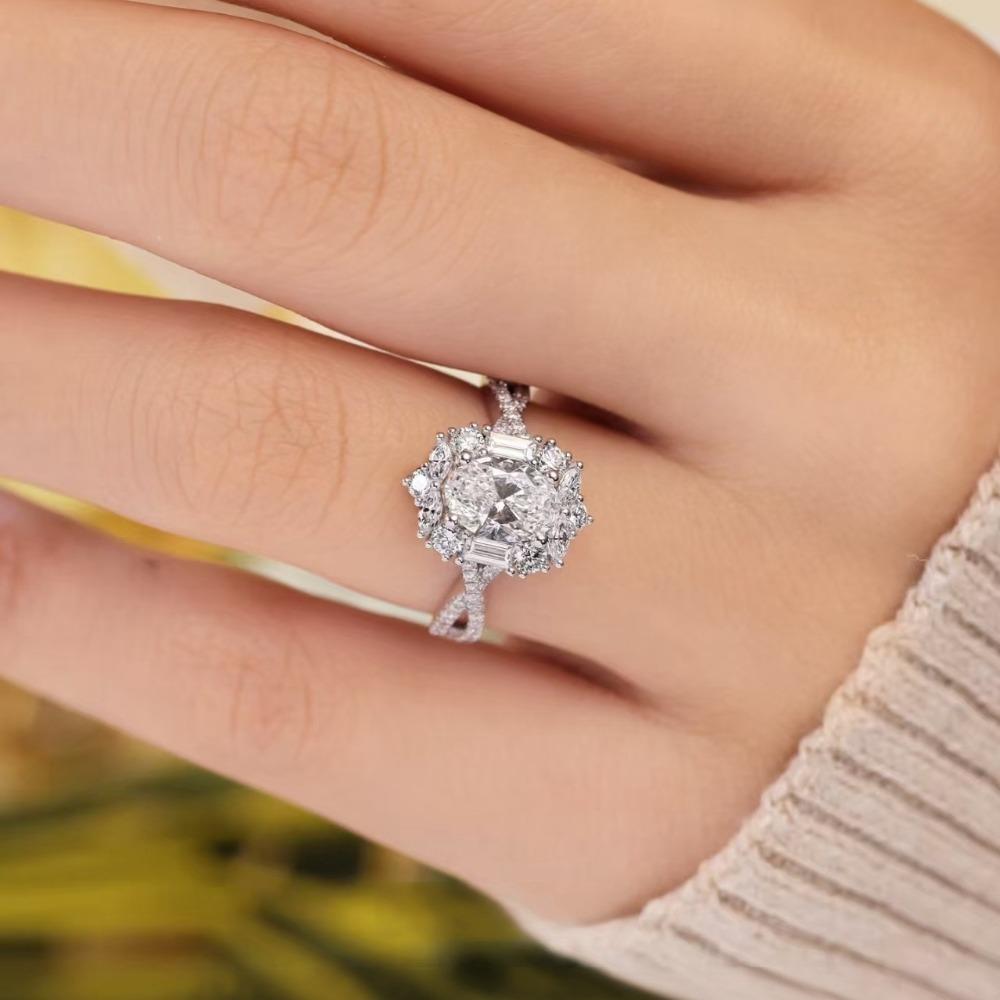 Rose Manor Pigeon Egg Ring Women s One Carat Sterling Silver Moissanite Wedding Ring Jewelry Gift Us size 5
