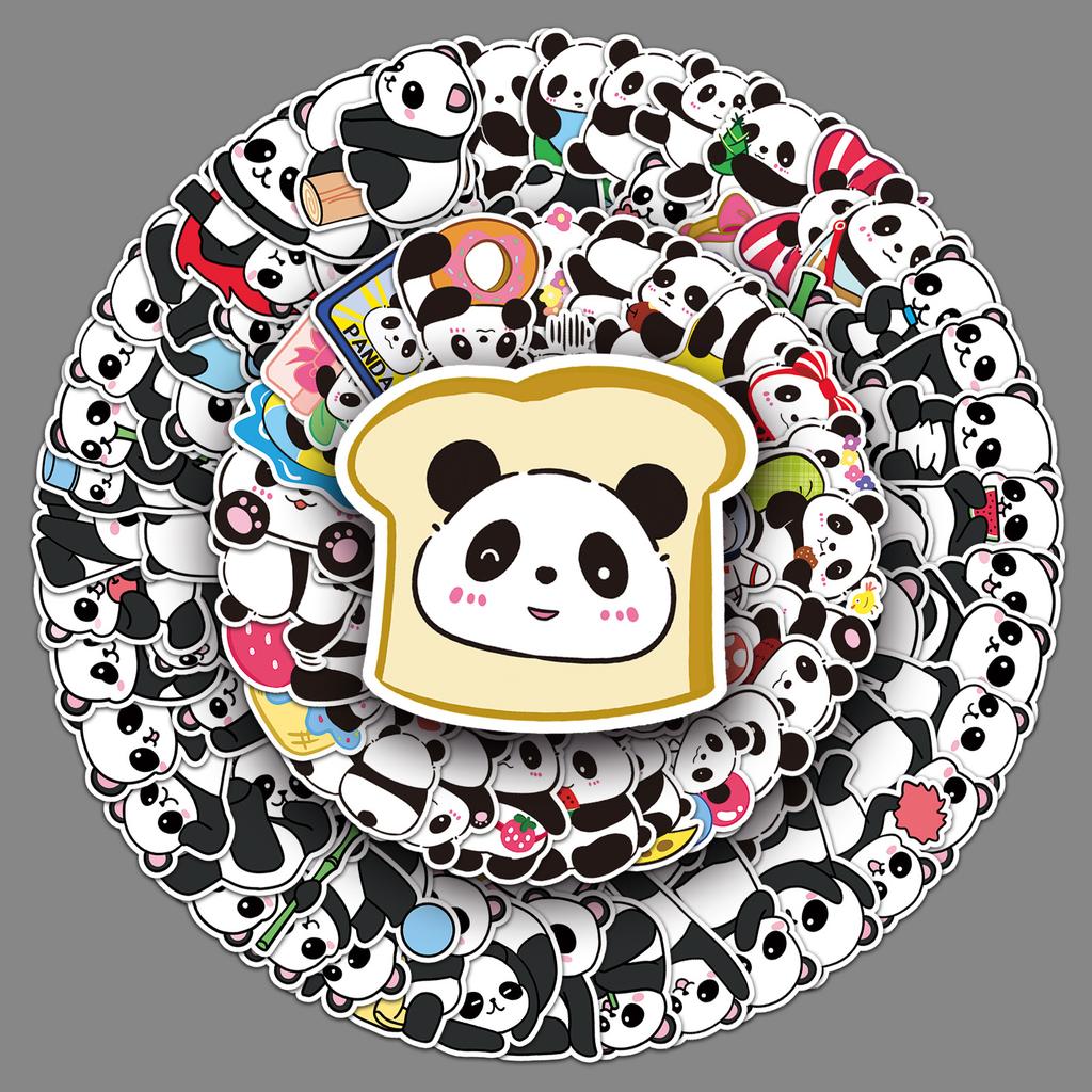 100 Panda Graffiti Stickers Personalized Hand-drawn Cartoon Cute Animal Decorative Water Cup Mobile Phone Case Stickers