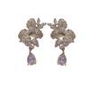 Silver Needle Zircon Water Drop Flower Earrings For Women Stylish Office Jewelry