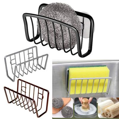 Scaffale per lavello in metallo, scaffale per lavello da cucina, supporto per lavello senza foratura, porta spugna per lavello, scaffale per la conservazione dello scolo