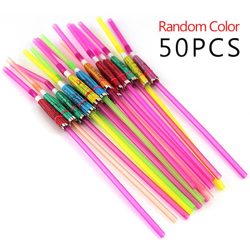20/50PCS Cocktail Umbrella Straw Random Mixed Color Creative Umbrella Decoration Beverage Straw Party Wedding Kitchen Supply ZYF