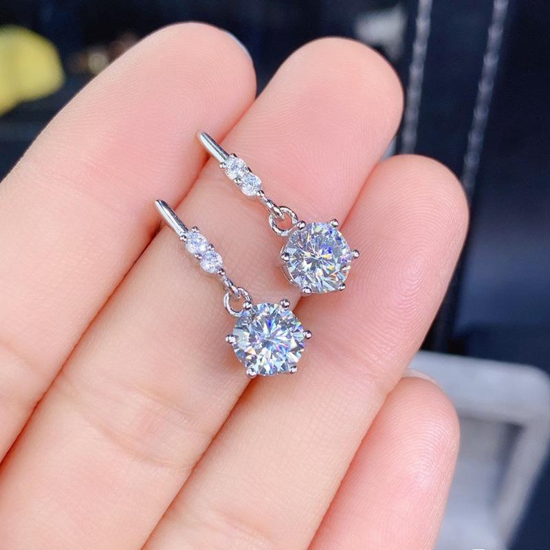 Simple 6 Claw Cubic Zirconia Silver Color Earrings for Women Luxury Shiny 5A CZ Drop  Girl for Birthday Gift New