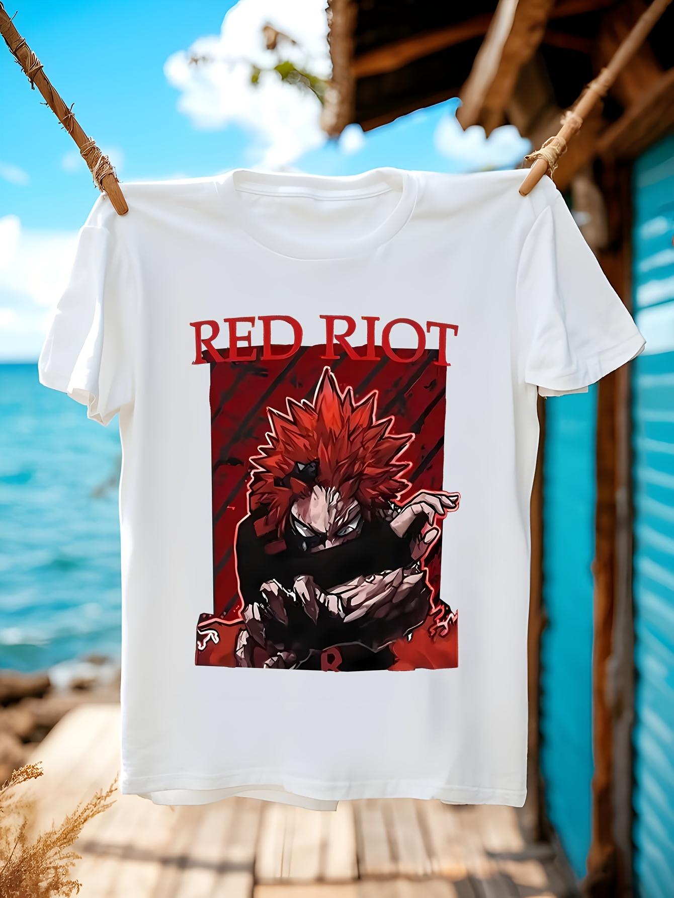 Vintage Anime Graphic Tee Black Shirt with Red Riot Desig... XXXXL