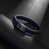 Popular Punk Style Black Woven Leather Bracelet with Personalized Magnetic Buckle and Fashionable Bracelet