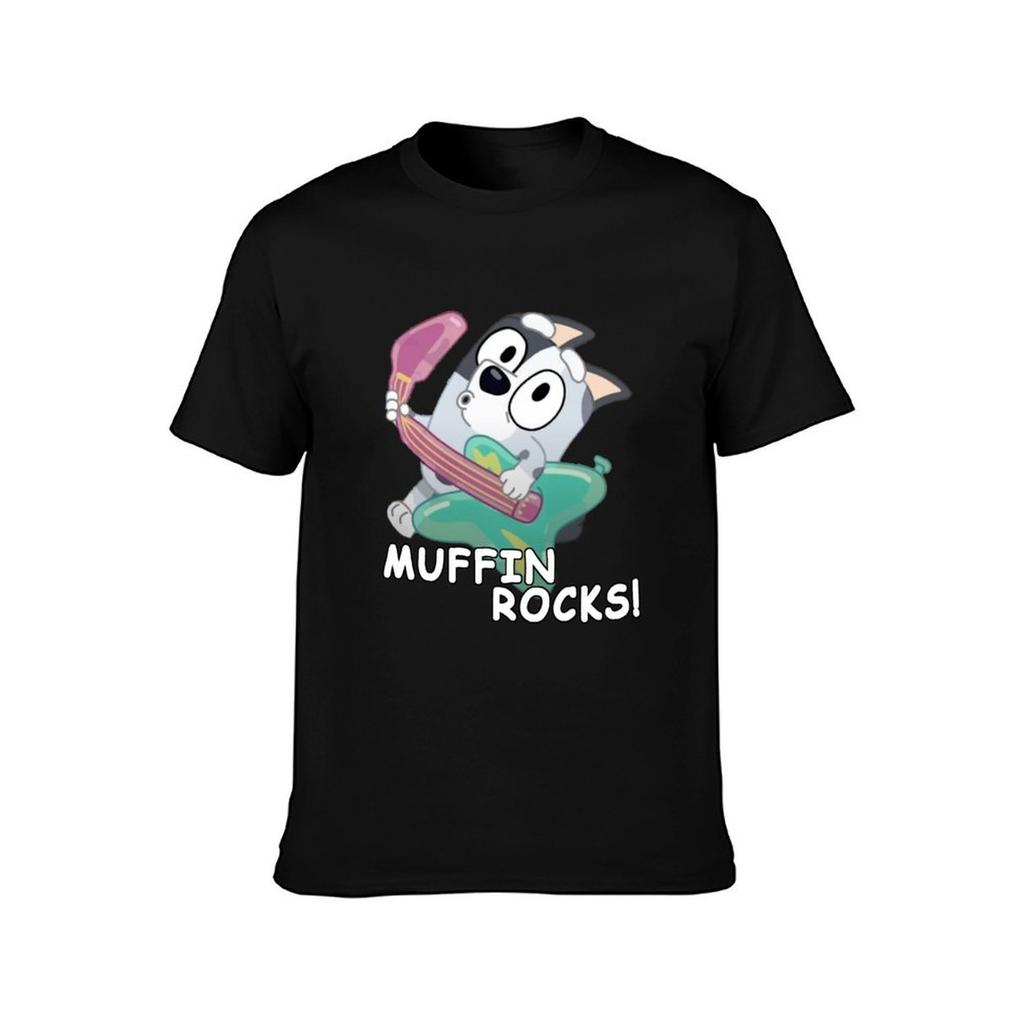 MUFFIN ROCKS the Inflatable Guitar Blue Dog Heeler T-Shirt Anime Graphics Anime Figures Compression Shirt Men